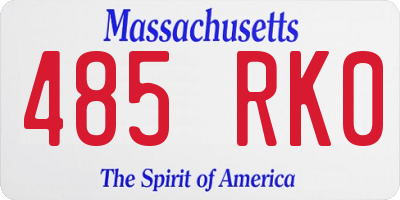 MA license plate 485RK0