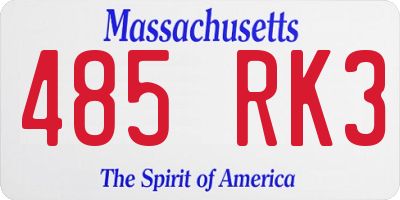 MA license plate 485RK3