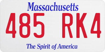 MA license plate 485RK4