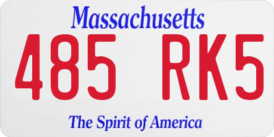 MA license plate 485RK5