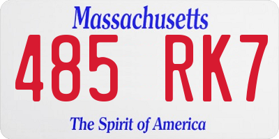 MA license plate 485RK7