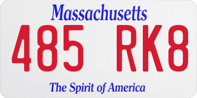 MA license plate 485RK8