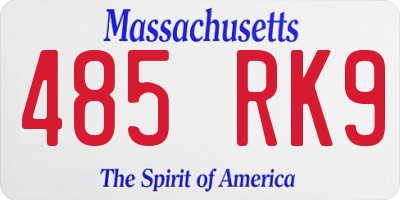 MA license plate 485RK9