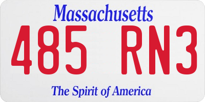 MA license plate 485RN3