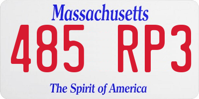 MA license plate 485RP3