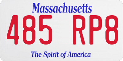 MA license plate 485RP8