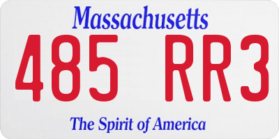 MA license plate 485RR3