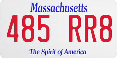 MA license plate 485RR8