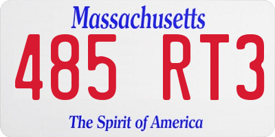 MA license plate 485RT3