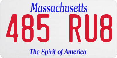 MA license plate 485RU8