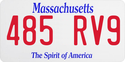 MA license plate 485RV9