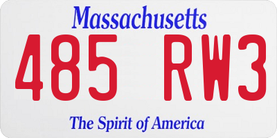 MA license plate 485RW3