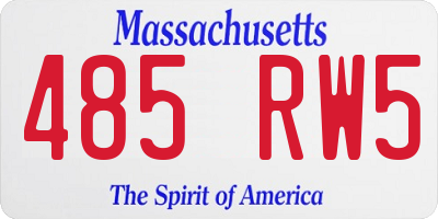 MA license plate 485RW5