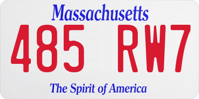 MA license plate 485RW7
