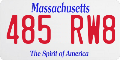 MA license plate 485RW8