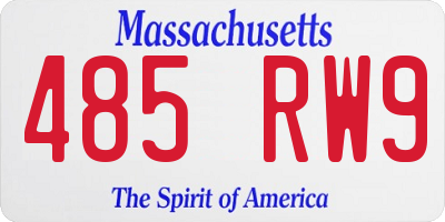 MA license plate 485RW9