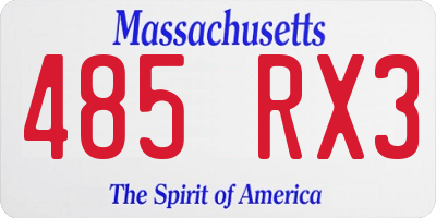 MA license plate 485RX3