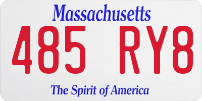 MA license plate 485RY8