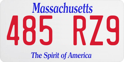 MA license plate 485RZ9