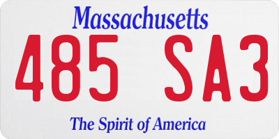 MA license plate 485SA3