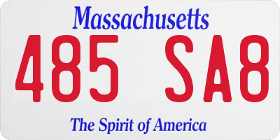 MA license plate 485SA8