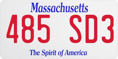 MA license plate 485SD3