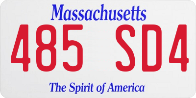 MA license plate 485SD4