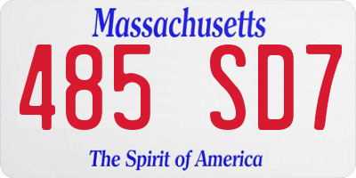 MA license plate 485SD7