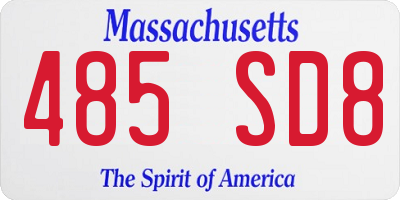 MA license plate 485SD8