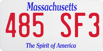 MA license plate 485SF3