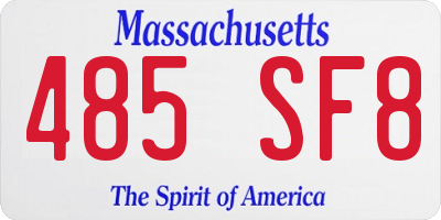 MA license plate 485SF8