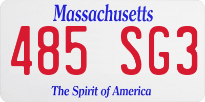 MA license plate 485SG3
