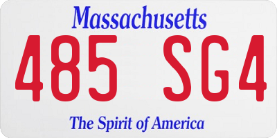 MA license plate 485SG4