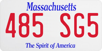 MA license plate 485SG5