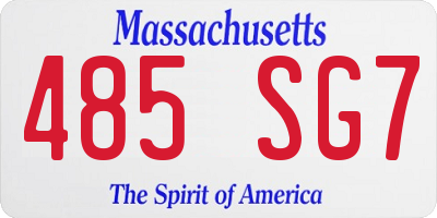 MA license plate 485SG7