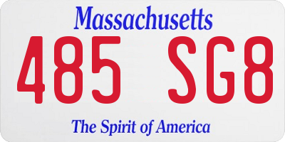 MA license plate 485SG8