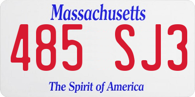 MA license plate 485SJ3