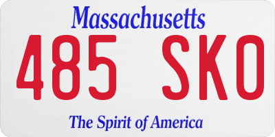 MA license plate 485SK0