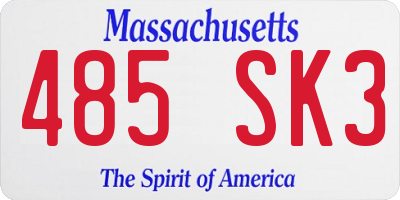 MA license plate 485SK3