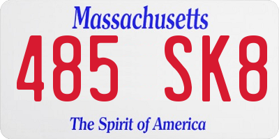 MA license plate 485SK8