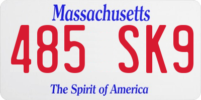 MA license plate 485SK9