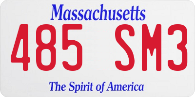MA license plate 485SM3