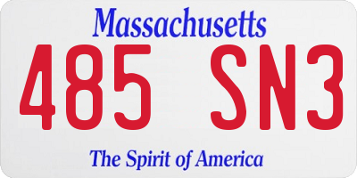 MA license plate 485SN3