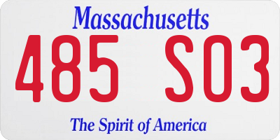 MA license plate 485SO3
