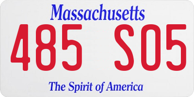 MA license plate 485SO5