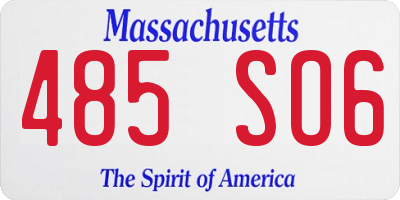 MA license plate 485SO6