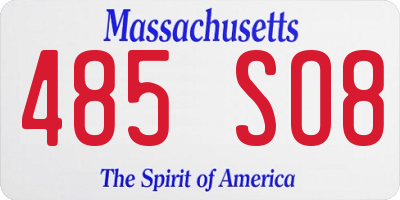 MA license plate 485SO8