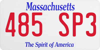 MA license plate 485SP3