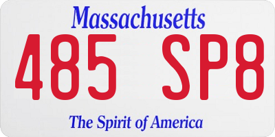 MA license plate 485SP8
