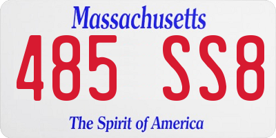 MA license plate 485SS8
